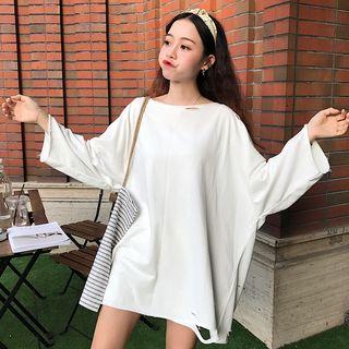 Long-sleeve Distressed Loose Fit T-shirt