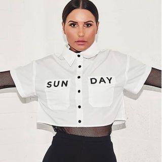 Short-sleeve Lettering Cropped Shirt