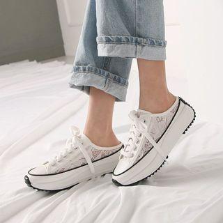 Platform Backless Lace Sneakers