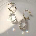 Sterling Silver Drop Earring 1 Pair - 844 - Transparent & Gold - One Size