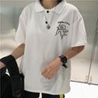 Short-sleeve Cupid Embroidered Polo Shirt