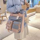 Set: Two Tone Canvas Crossbody Bag + Charm