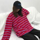 Color-block Striped Loose-fit Sweatshirt