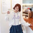 Lettering Embroidered Loose-fit Hoodie