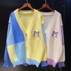 Letter Embroidered Paneled Cardigan