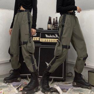 High-waist Snap Buckle Cargo Pants