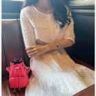 Drawstring-waist Tiered Eyelet-lace Dress With Slipdress