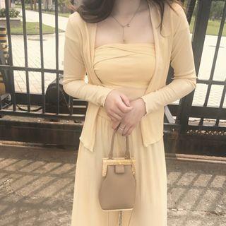 Set : Strapless Top + Light Jacket + Pants