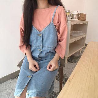 Denim Loose-fit Spaghetti Strap Dress