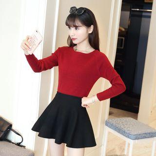 Round Neck Raglan Ribbed Sweater