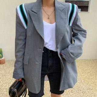 Single-breasted Colored-stripe Blazer