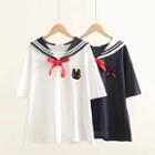 Short-sleeve Sailor Collared Blouse