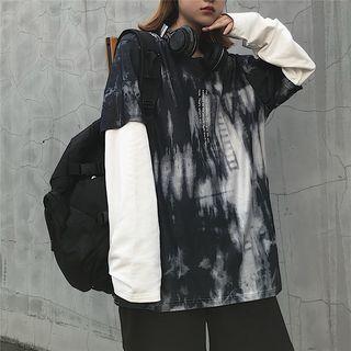 Couple Matching Mock Two-piece Tie Dye T-shirt