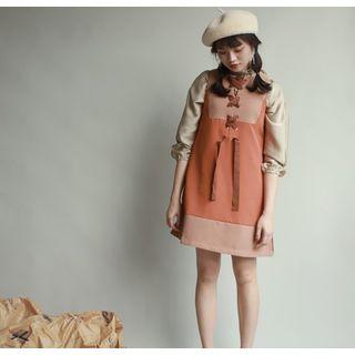 Contrast Lace-up Vest Dress