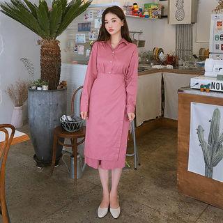 Wrap-front Long Shirtdress