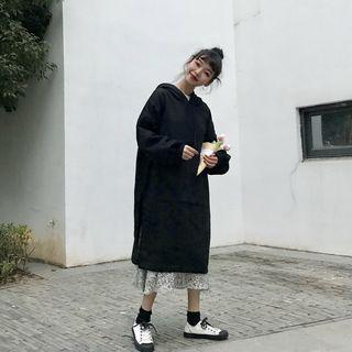 Panel Hem Hooded Midi Dress