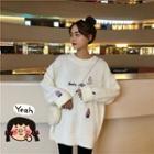Embroidered Oversize Sweater White - One Size