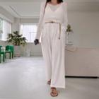 Pinstripe Wide-leg Pants With Belt