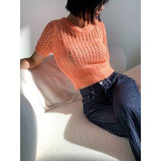 Perforated Knit Crop Top