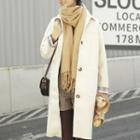 Plain Loose-fit Long Coat Off-white - One Size