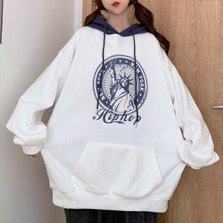 Two-tone Graphic Print Hoodie