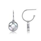 925 Sterling Silver Simply Roman Numerals Mother Of Pearl Round Earrings Silver - One Size