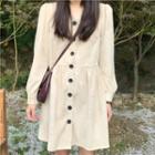 Long-sleeve V-neck Corduroy Dress