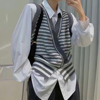Asymmetrical Patterned Sweater Vest