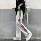 Side Rainbow Print Straight Cut Pants