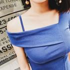 Short-sleeve Asymmetric Neckline Top