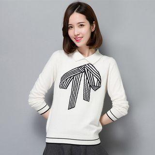 Bow Print Knit Top