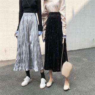 High-waist Velvet Pleated Skirt