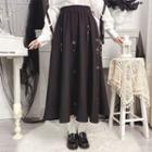 Embellished Midi A-line Skirt Black - One Size