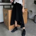 Asymmetrical A-line Midi Skirt Black - One Size