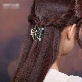 Faux Gemstone Alloy Hair Clamp Green - One Size