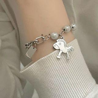 Horse Pendant Bracelet Silver - One Size