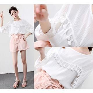 Tasseled 3/4-sleeve Top