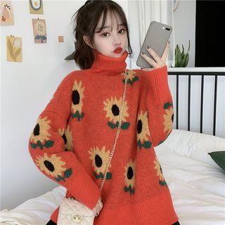 Flower Turtleneck Sweater