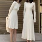 Long-sleeve Knit Mini A-line Dress / Midi A-line Dress