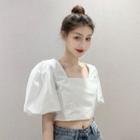 Square-neck Short-sleeve Crop Top