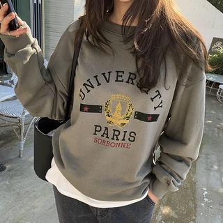 Varsity Lettered Sweatshirt Khaki - One Size