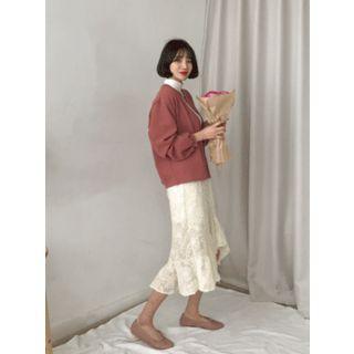 Dip-back Textured Midi Mermaid Skirt