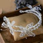 Wedding Butterfly Mesh Faux Crystal Headband White - One Size