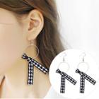 Plaid-strap Circle Earrings