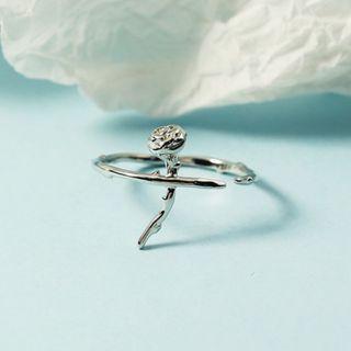 Rose Alloy Open Ring Rose Ring - Silver - One Size