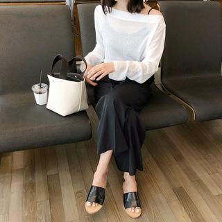 Contrast-trim Faux-leather Tote Bag