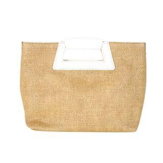 Cutout-handle Woven Straw Tote