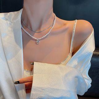 Chain Choker / Faux Pearl Necklace / Set
