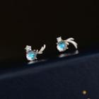 Star Rhinestone Sterling Silver Earring 1 Pair - Silver & Blue - One Size