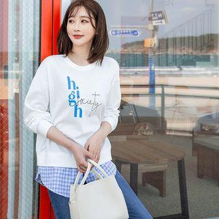 Letter-printed Checked-hem Sweatshirt